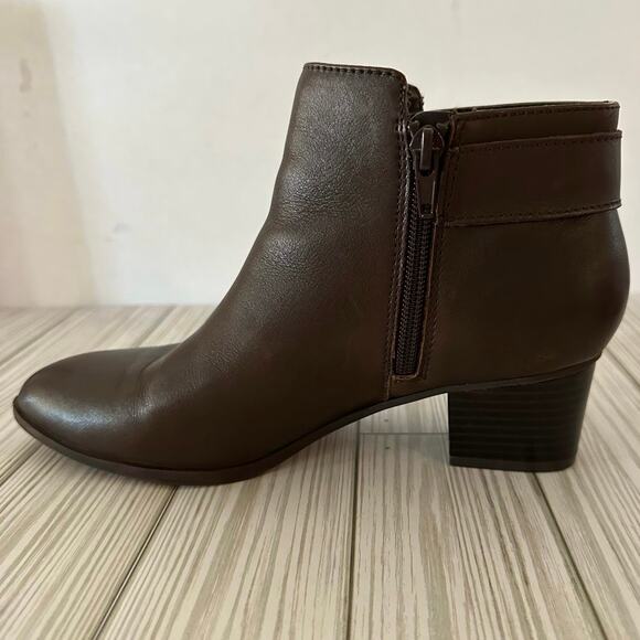 Alfani Womens 6M Adisonn Ankle Boots Booties Brown Leather Side Zip Buckle - Picture 5 of 11